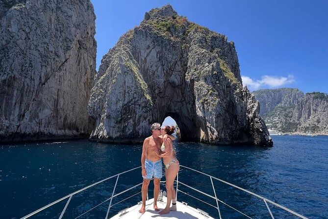 A Classy Capri Tour: a day on a luxury private yacht - White Grotto: pale rock and sea-level detail