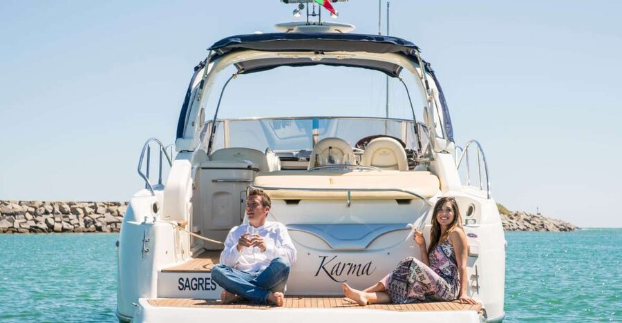 Benagil Sea Caves private yacht charter from lagos - Cruising the Algarve coast toward Benagil