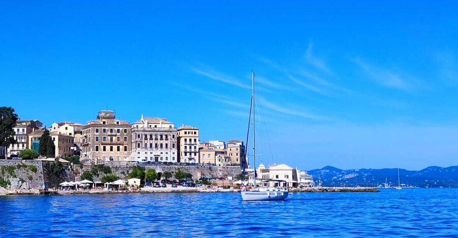 Corfu: Half-day Private Cruise with Sailing Yacht - Garitsa Bay and the superyacht view