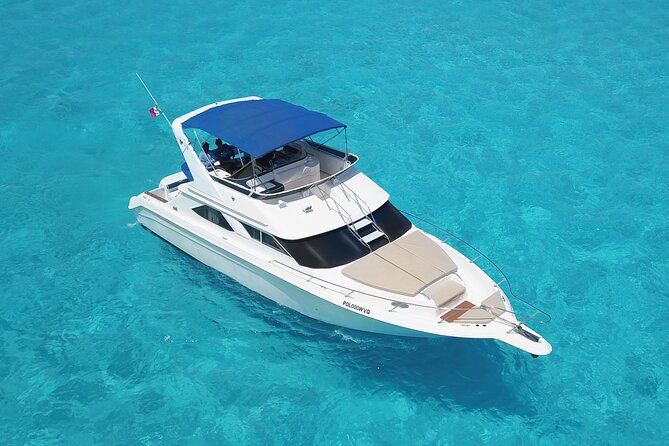 Deluxe Yacht 48FT with FlyBrige Rental in Cancun - Swimming, snorkeling, and the weather question