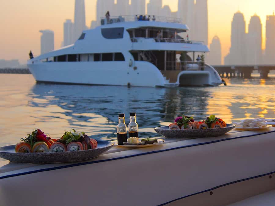 Dubai: Luxury Private 50 FT Yacht Cruise + Optional Sushi - Weather, swimming, and small practical limits