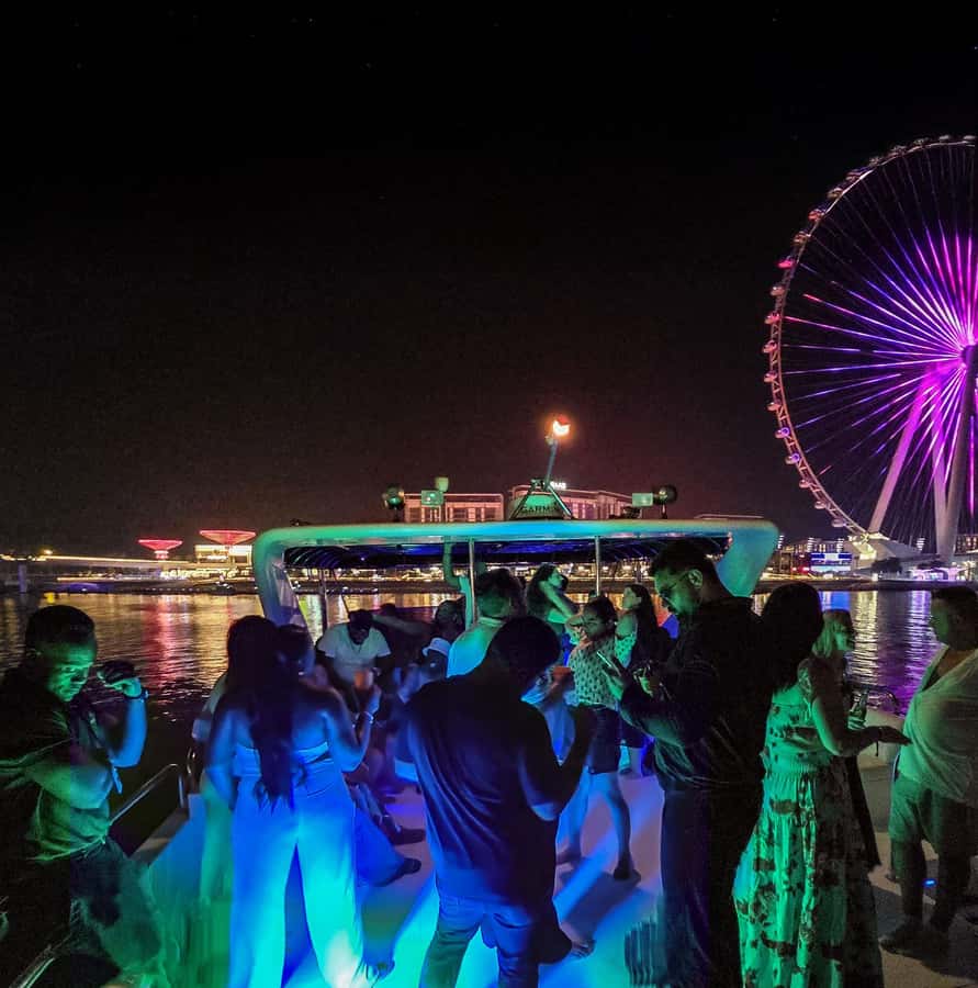Dubai: Marina Yacht Party with BBQ, Unlimited Drinks and DJ - The DJ, dance floor, and overall mood