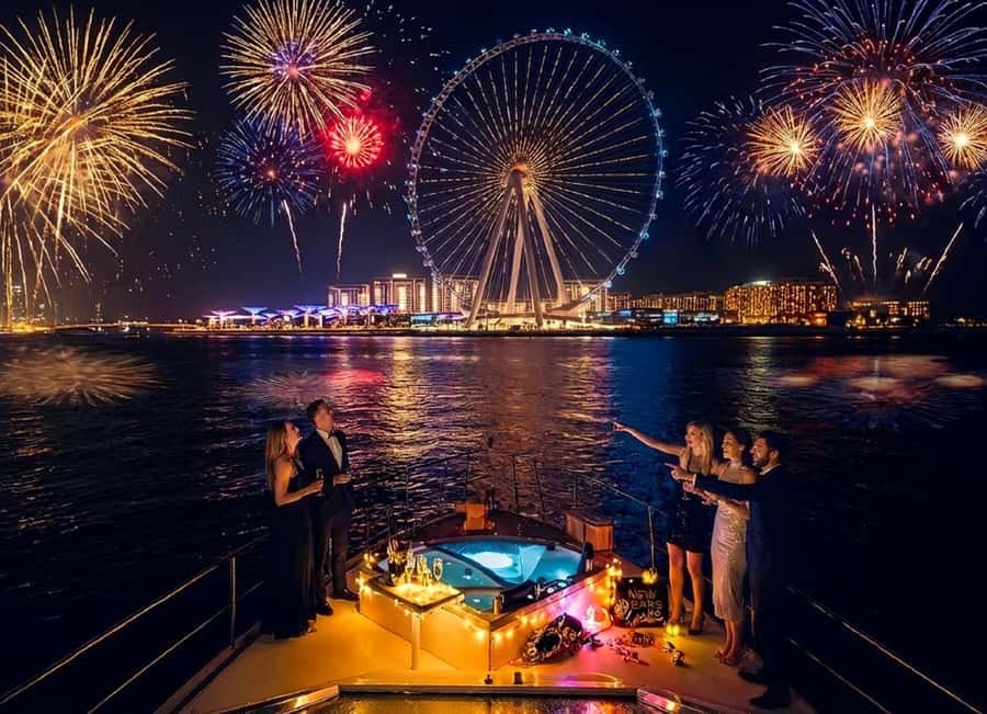 Dubai: New Year Eve Luxury Yacht Fireworks View & BBQ Cruise - The route from Ain Dubai to Palm Jumeirah