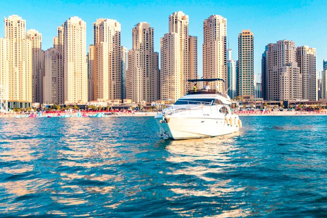 Dubai Yacht Rental - Book 58 ft Private Yacht up to 28 persons - Food, drinks, air conditioning, and onboard comfort