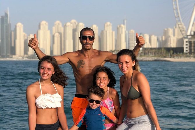 Dubai Yacht Sea escape Cruise, Swim, Tan & Sightsee! - The swimming stop in warm water