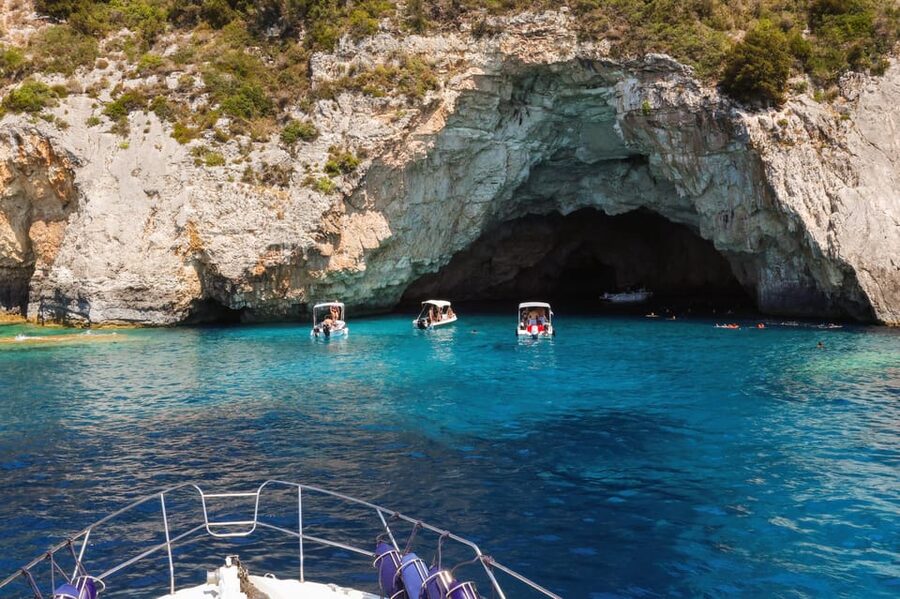 From Corfu: Luxury Yacht Cruise to Paxos and Antipaxos - The Blue Caves of Papardi and Poseidona