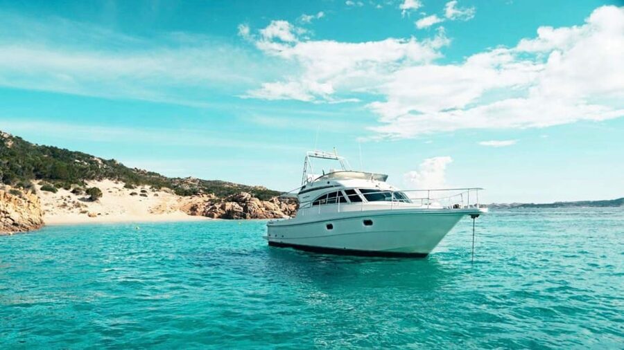 From Palau: La Maddalena Archipelago Yacht Tour with Lunch - Cala Santa Maria ends the swimming portion