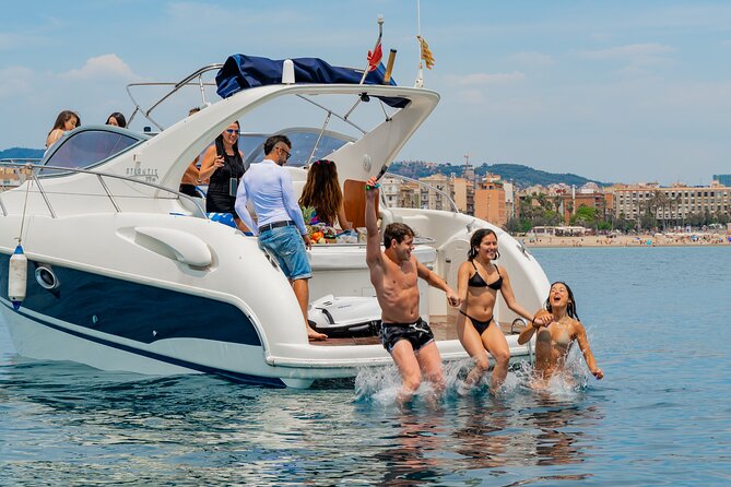 Gobbi Yacht Rental in Barcelona 9 Pax 2/4/8hs - Barcelona’s skyline from the Mediterranean