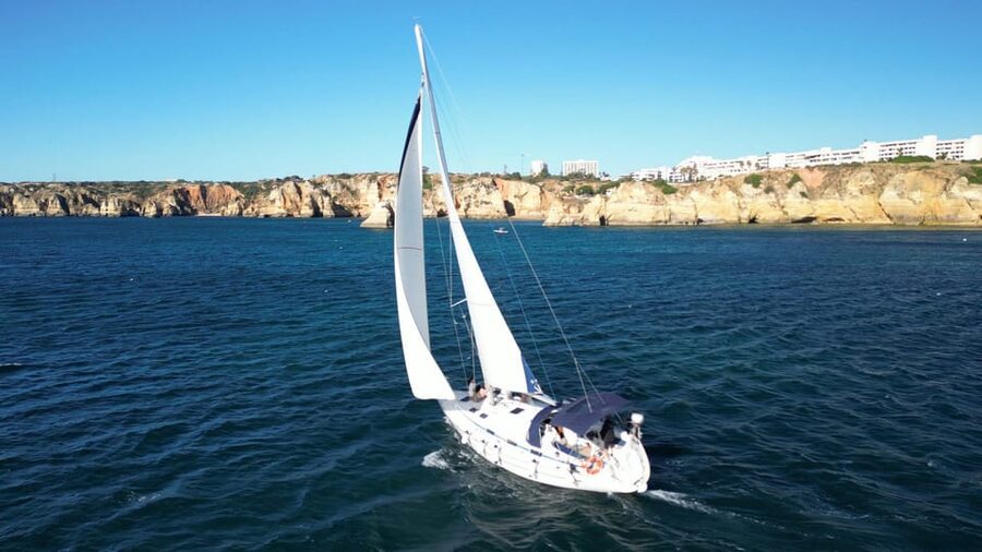 Golden Hour on Elegant Yacht: Sunset Tour in Lagos, Algarve - Leaving Marina Lagos near the ABCD gate