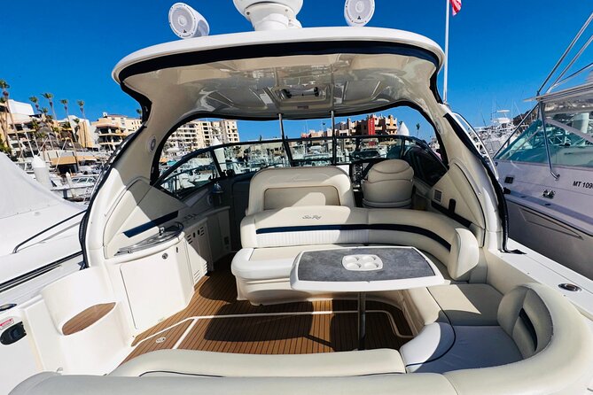 Luxury Yacht Tour in Los Cabos 45FT SeaRay Sundancer - Sunset, margaritas, and the chance of whales
