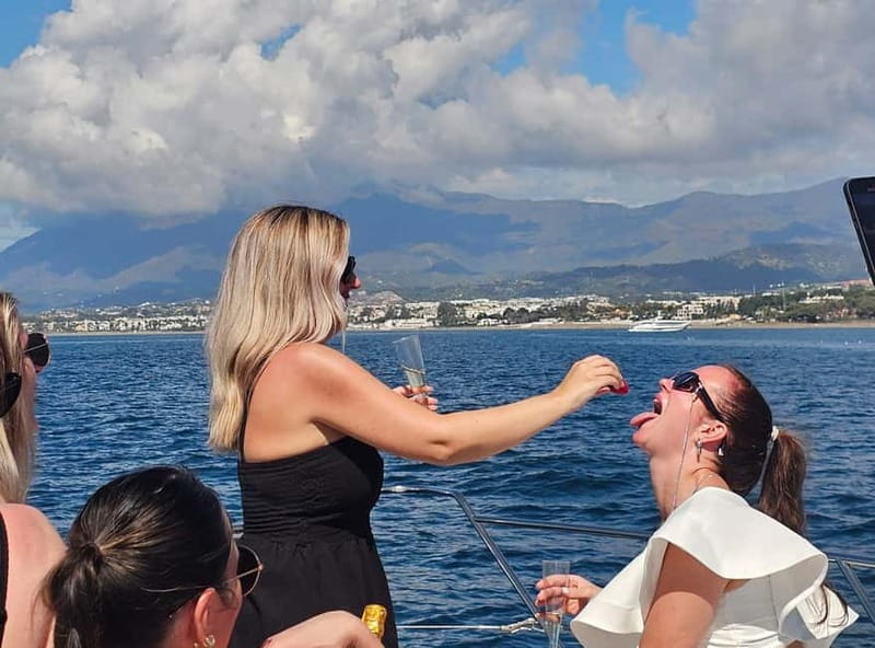 Marbella: 2-8 hour private luxury yacht cruise on a Targa37 or Targa48 - Drinks, snacks, music, and dolphins