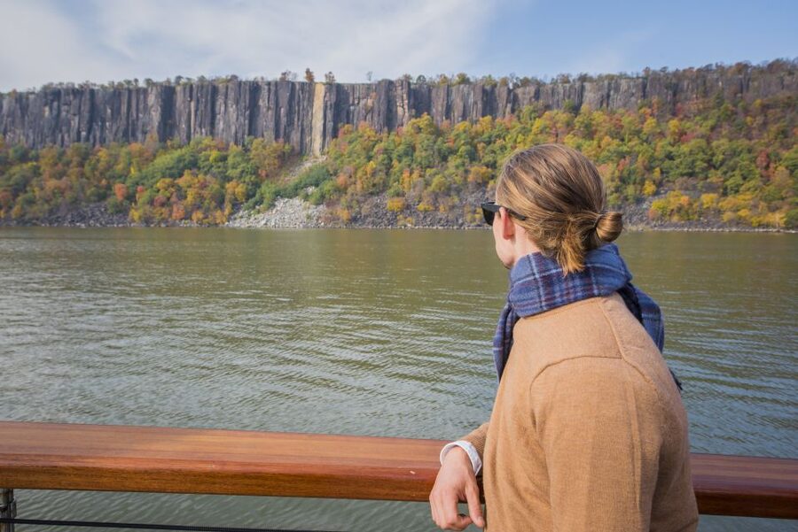 NYC: Hudson River Fall Foliage Yacht Tour - The Palisades cliffs from the water