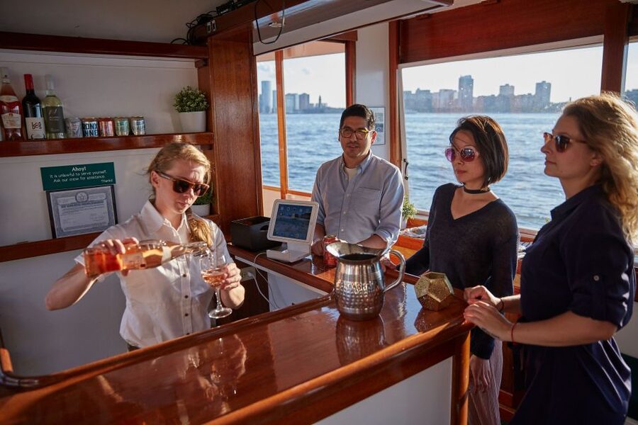 NYC: Sunset Cruise on a Small Yacht with a Drink - Sunset views of Lower Manhattan and Battery Park