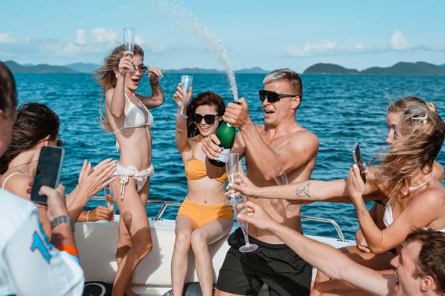 Phuket: James Bond & Phang Nga Bay by Luxury Sunset Yacht - Naka Island turns the yacht into a water park