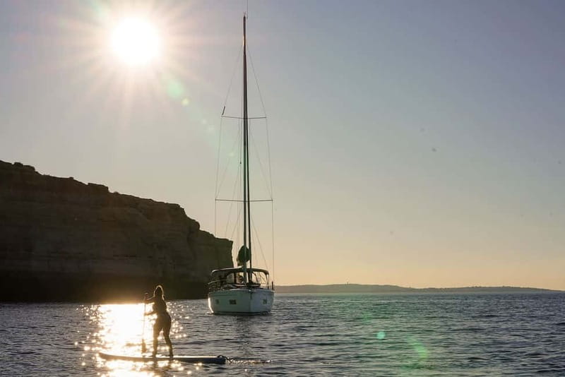 Portimao: Sunset Luxury Sail-Yacht Cruise - Visiting João d’Arens by boat