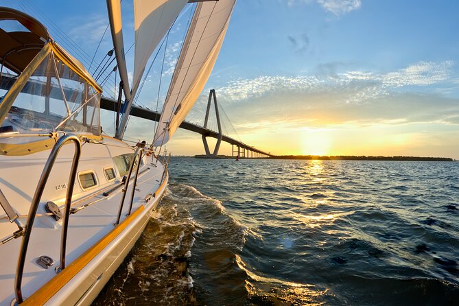 Private Luxury Sunset Sail on the 50ft Sailing Yacht Fate BYOB - Passing beneath the Ravenel Bridge