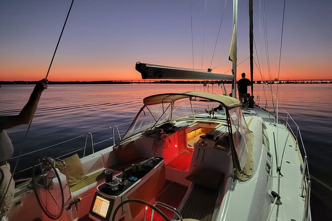 Private Luxury Sunset Sail on the 50ft Sailing Yacht Fate BYOB - USS Yorktown and USS Laffey at Patriots Point