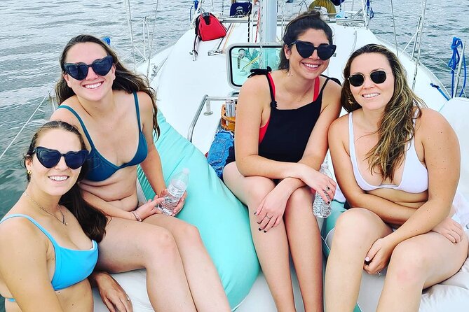 Private Luxury Yacht Charters, BYOB & Dolphins - The Ravenel Bridge at sunset