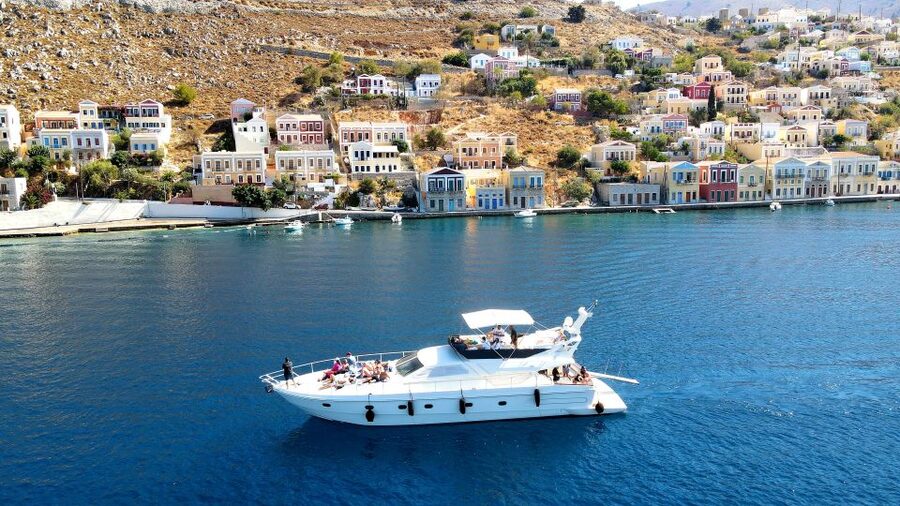 Rhodes: Symi Yacht Tour with Unlimited Drinks and Transfer - St. George Bay, the best swim stop
