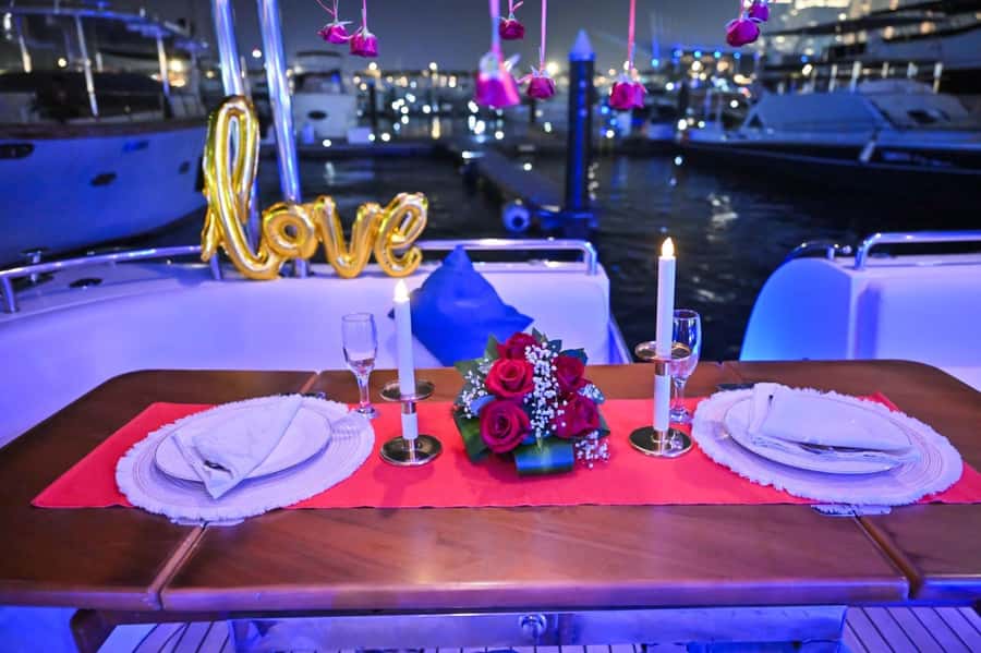 Romantic Dinner on Private Yacht - The candlelit dinner setup