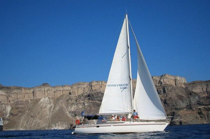 Santorini Oia: Private Sailing Yacht Cruise with Meal and Drinks - Nea Kameni: the longest stop and the main meal
