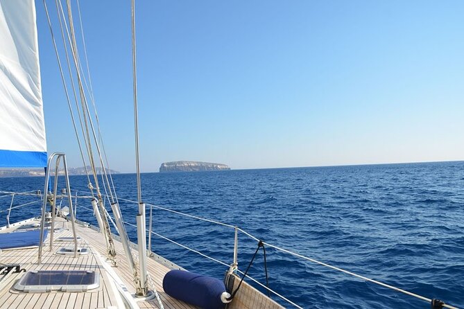 Santorini: Private Sailing Yacht Cruise with Meal and Drinks - White Beach and Mesa Pigadia: two different coastal moods