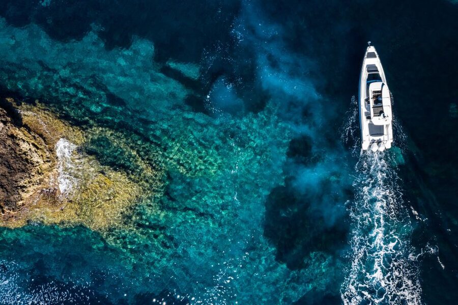 The Fastest All Inclusive Private Motor Yacht in Santorini - Swimming near the volcano at Palea Kameni