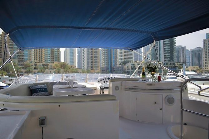 Yacht Trip Dubai : Book 56 ft Premium Yacht up to 21 people - Atlantis Hotel and the farther coastal view